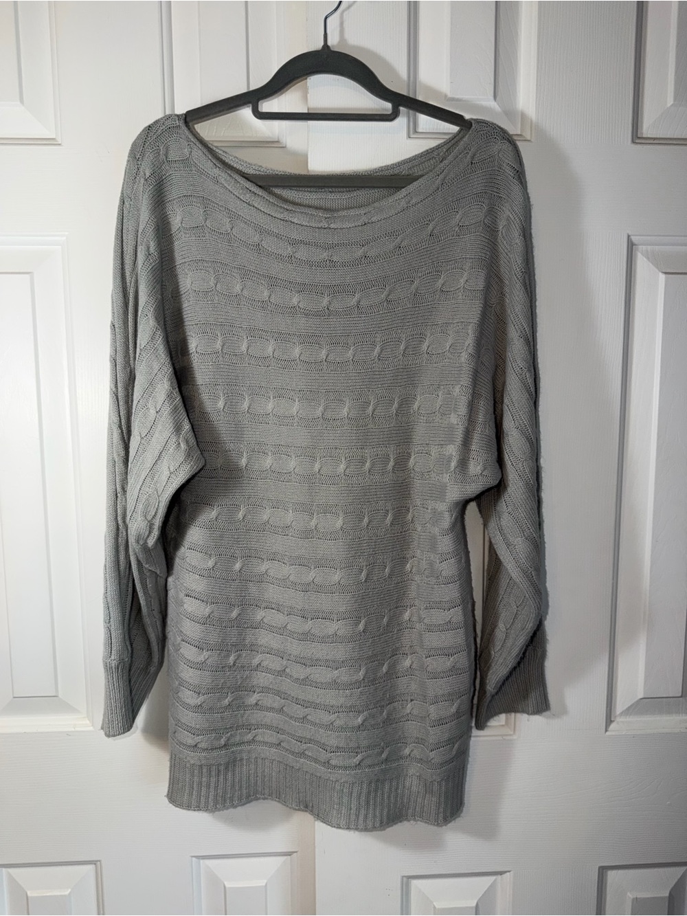 Gray Cable-Knit Women's Sweater